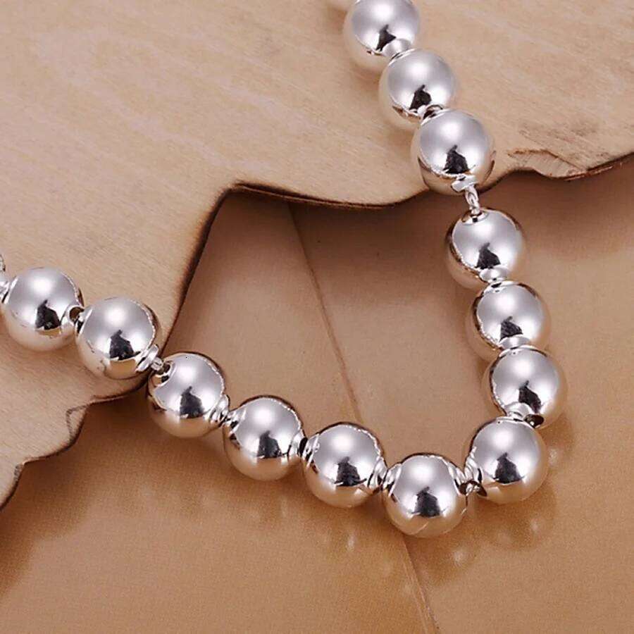 high quality fashion Silver bracelet Jewelry charm 8MM chain bead Bracelets gifts for women wedding 20cm 26H0206