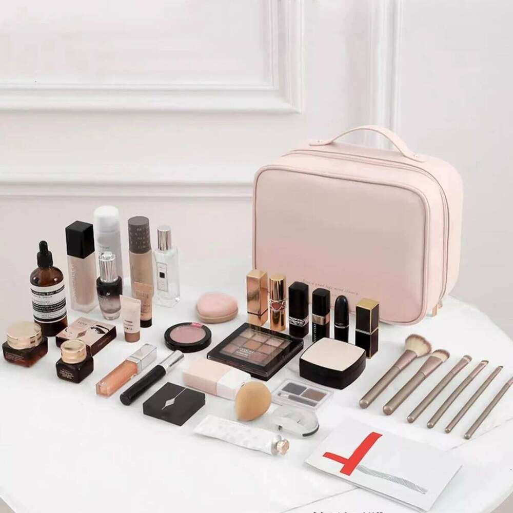 Large Capacity Makeup With Handle Simple Elegant Style Cosmetic Storage Bag Portable Travel Toiletries Organizer Y260206