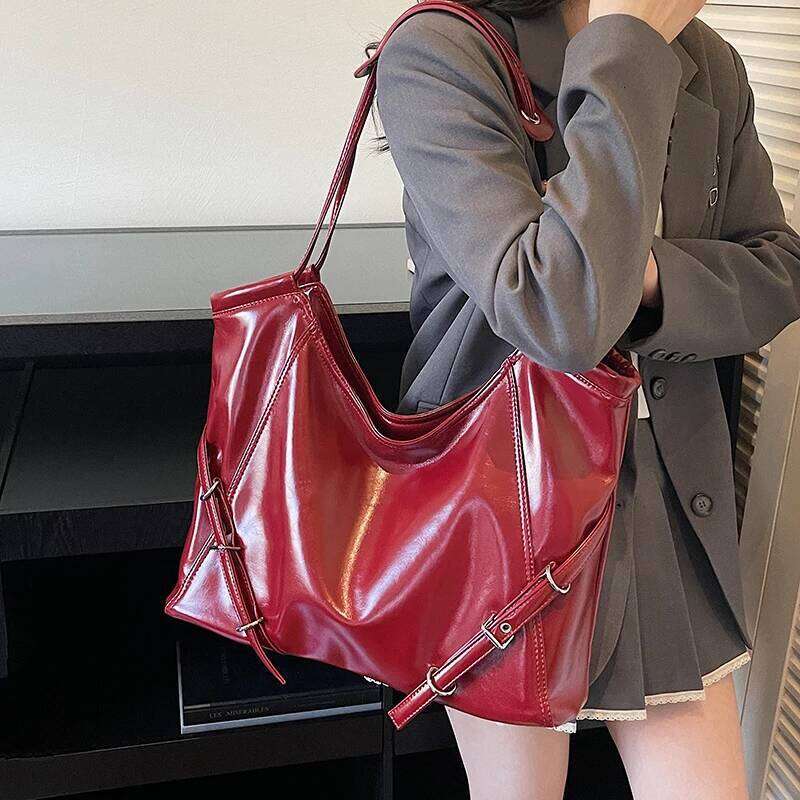 Women's PU Leather Tote Bag Decor Adjustable Strap Large Capacity Casual Daily Shoulder Underarm Bags Simple New Handbag 2026 Y260205