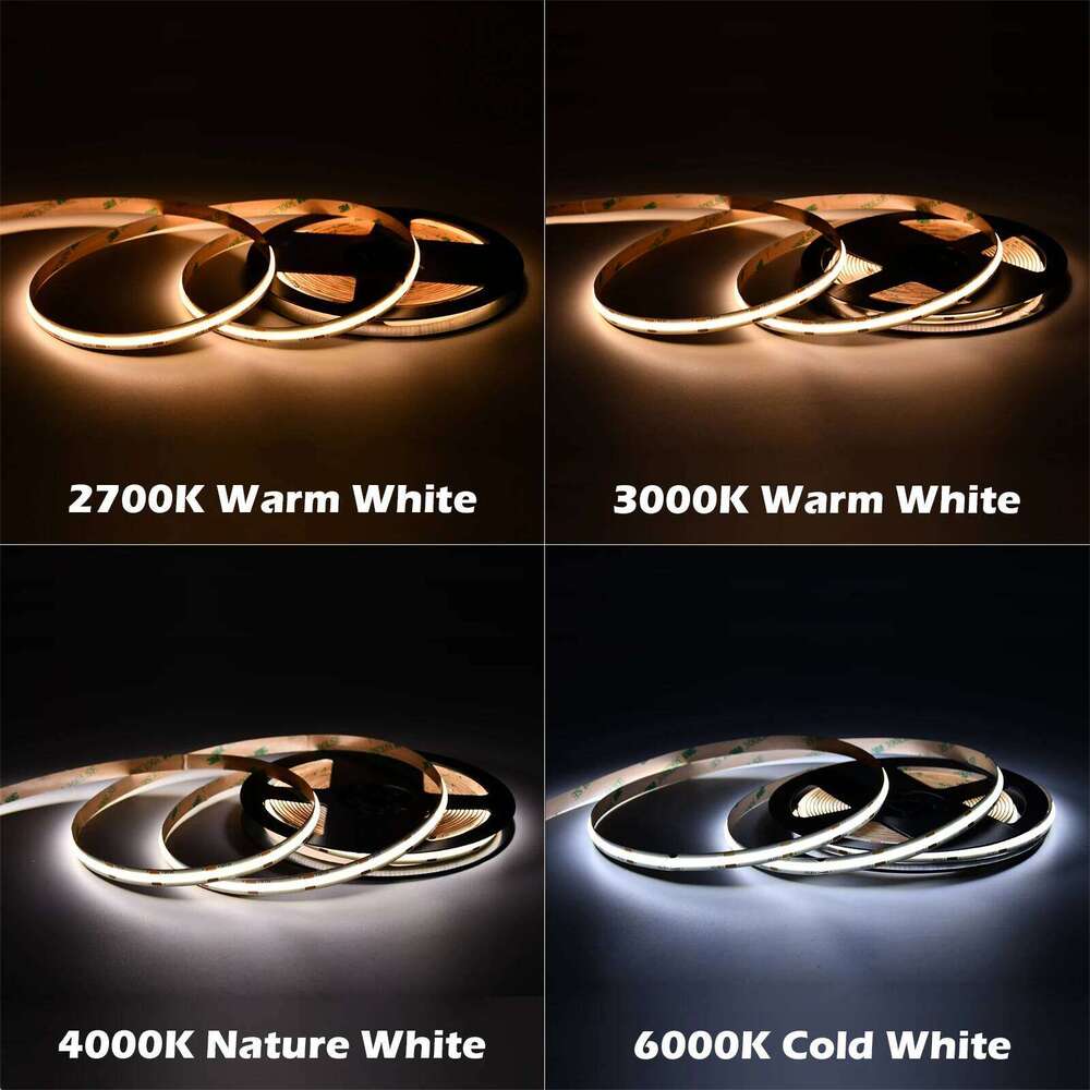 5mm 8mm COB Tape Lights 480LEDs High Density Flexible FOB LED Strip Light Bar Ribbon RA90 Linear Warm White DC12V 24V Z260206