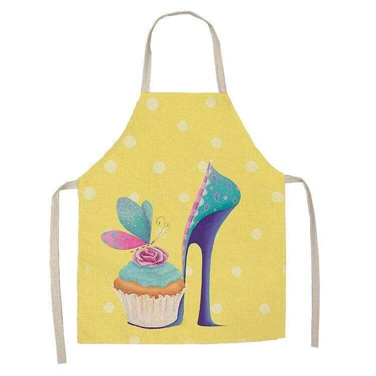 1 piece cake donut pattern printed linen kitchen cooking baking apron home cleaning anti-stain tool S260205