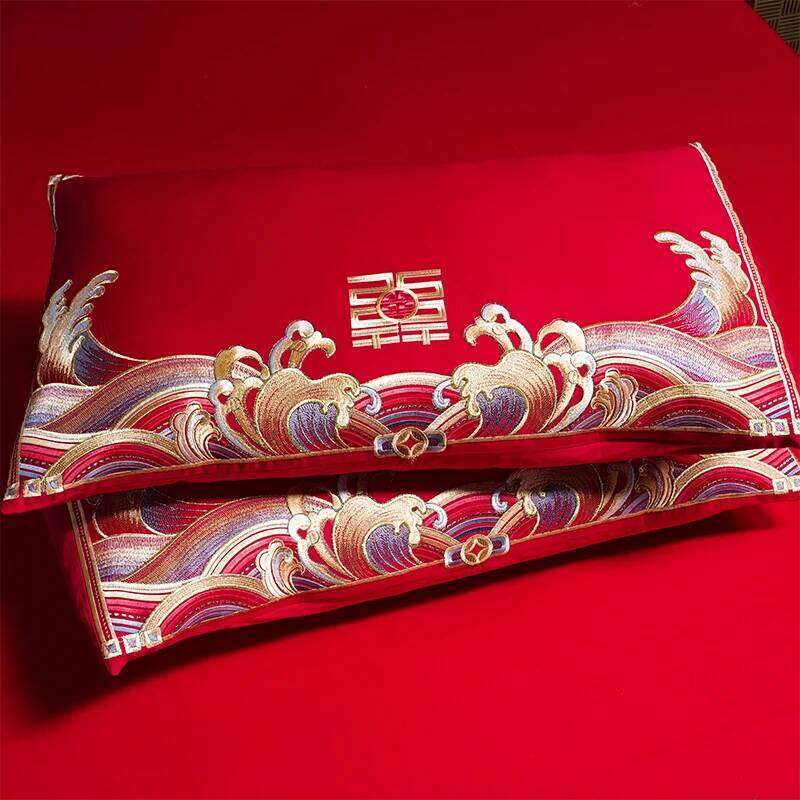 6Pcs Luxury Chinese Dragon Phoenix Embroidery With Tassel Wedding Bedding Set 100% Cotton Duvet Cover Bed Sheet Pillowcases XJ251225