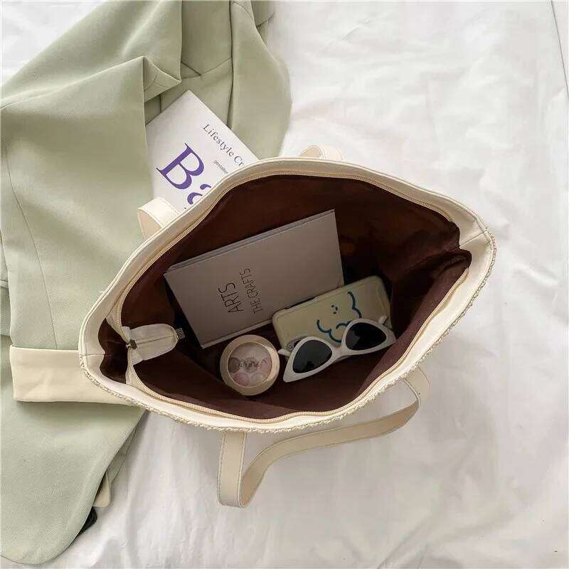 Summer Beach Bag Casual Straw Large Capacity Shopper Tote For Women Wicker Woven Shoulder Bags Rattan Handbags Travel Purses Y260205