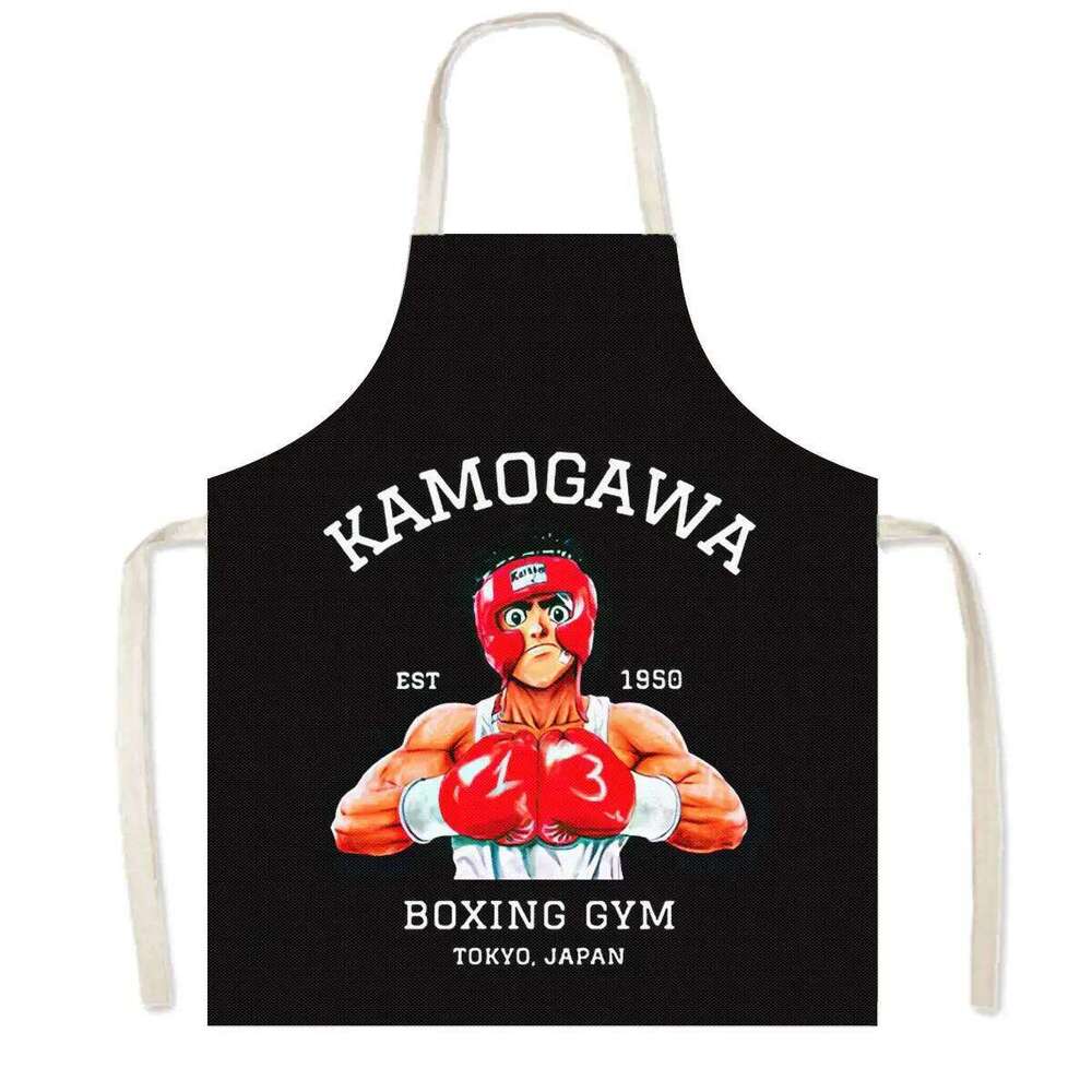 Hot Anime Hajime No Ippo Print Cooking Apron Waterproof Kamogawa Boxing Gym Pinafore BBQ Waiter Chef Kitchen Aprons S260205 b60
