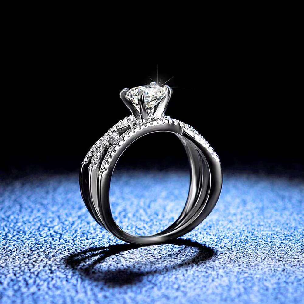 Wz029 Fine 1Carat D Color VVS Plated Platinum 925 Sterling Silver Jewelry Moissanite Wedding Engagement Ring For Women