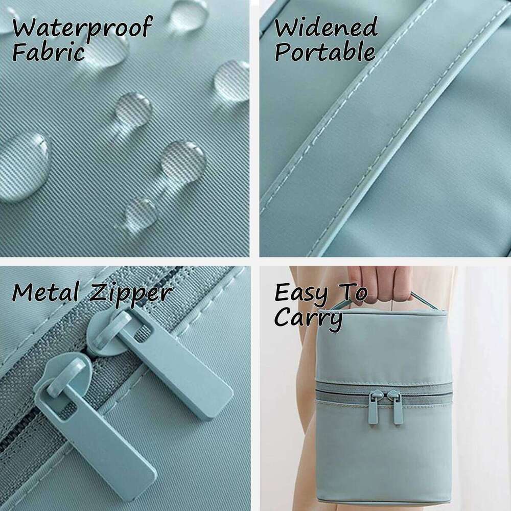 Cylinder Cosmetic Bag with Inner Pocket Portable Waterproof Travel Organize Makeup Pouch Y260206