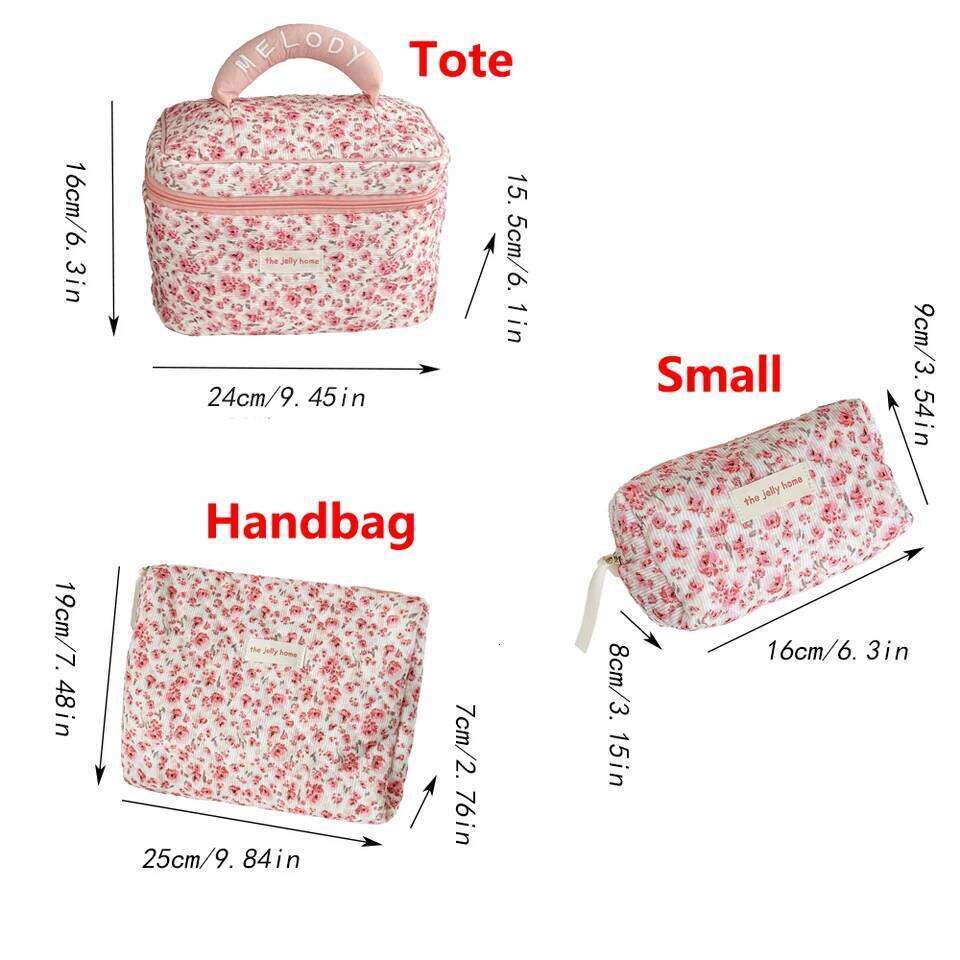 Fashion Pink Flower Women's Clutch Toiletry Makeup Tool Storage Pouch Portable Tote Travel Quilting Cosmetic Bag Handbag Y260206
