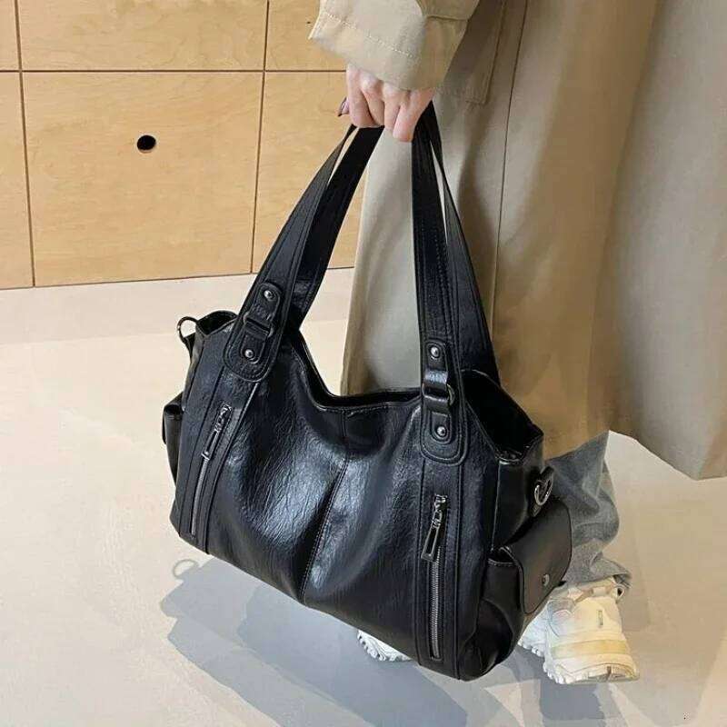 Hot Selling Soft Inner Compartment Shoulder 2024High Quality Contrasting Color Bag Fashion Zipper Pu Women's Handbag Y260205