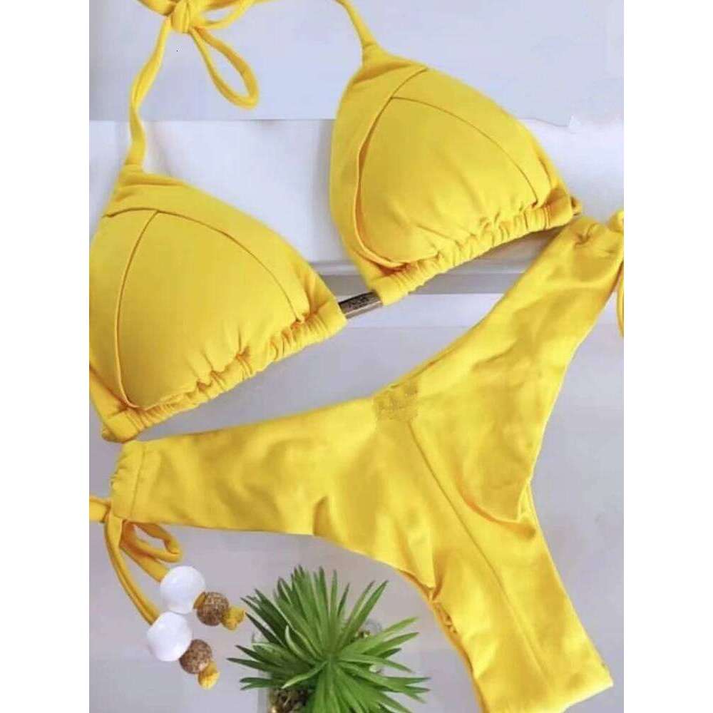 2023 Micro Sexy Bandage Swimsuit Women Push Up Swimwear Two Piece Bikini Set Solid Bather Bathing Swim Suit Female Z260206