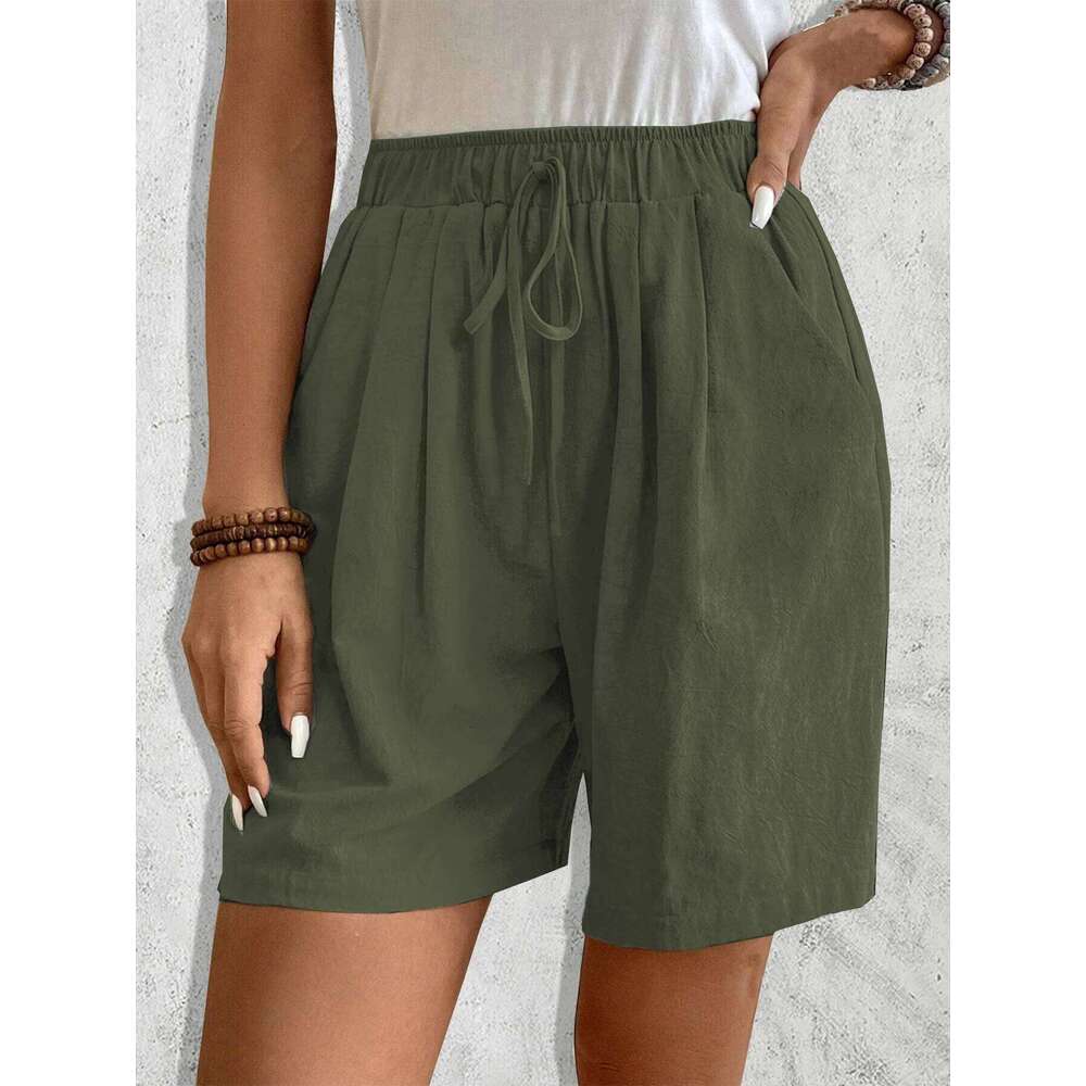 Womens Solid Color Fashion Casual Elegant Shorts Versatile Daily Sports Style Slim and loose fitting straight leg pants XJ260206