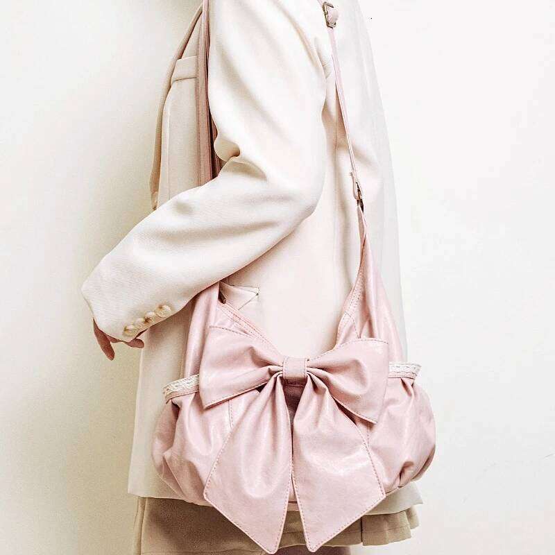 Y2k Aesthetic All Match Office Lady Crossbody Fashion Chic Lace Patchwork Bow Handbags Vintage Women Simple Shoulder Bags Y260205