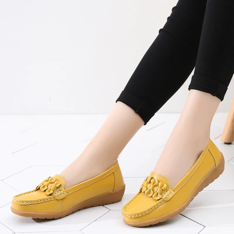 Women Flats Shoes Woman Genuine Leather Slip On Loafers Shoes Woman Soft Nurse Ballerina Shoes Plus Size Casual Zapatos De Mujer 260124