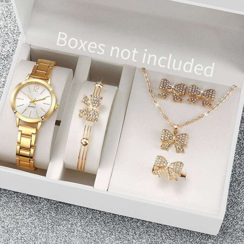 6PCS/Set Fashion Watches Luxury Analog Quartz Watch for Women Rhinestone Jewelry Set Reloj Mujer Girls ClockWithout Box Z260206