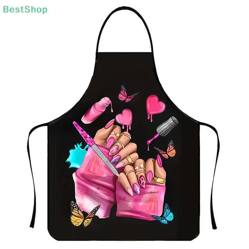 RebeccaPink Art Apron Unisex Kitchen Cooking Nail Polish Manicurist Baking Work Clothes S260205