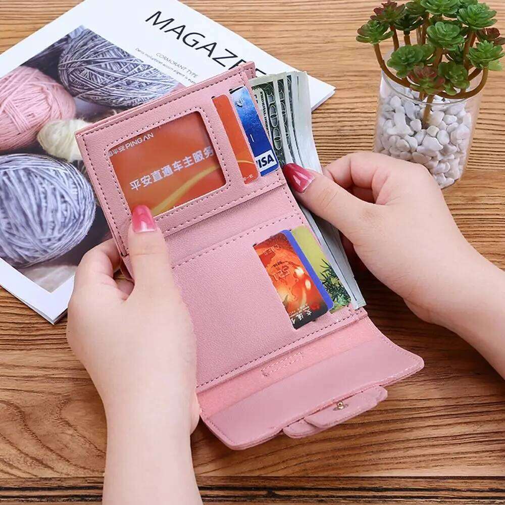 Thin Pouch Clutch Money Bag Coin PU Leather Women Wallets Short Hasp Fold-over Purses Y260206