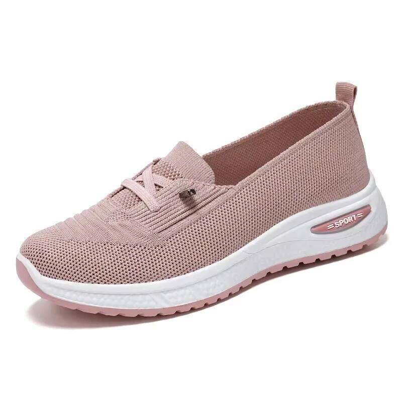 2024 Gym Vulcanized Pink Women's Casual Fashionable Breathable Mesh Flat Bottom Hiking Shoes