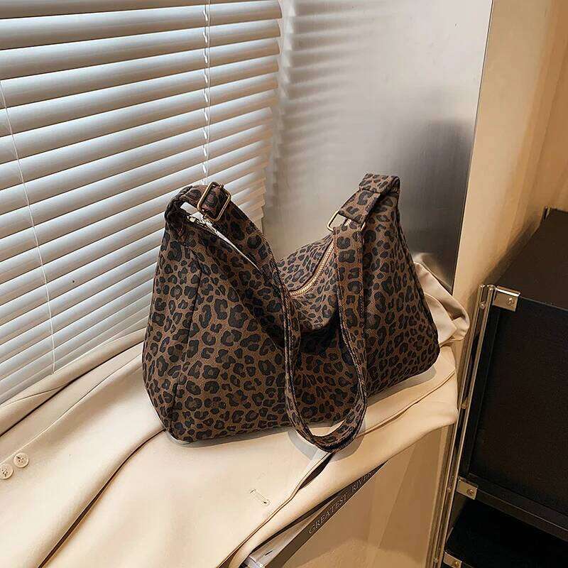Fashionable leopard print large-capacity single-shoulder retro crossbody bags, new tote bags XJ260129