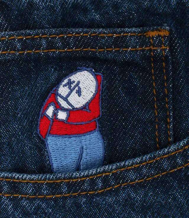 Big Boy New Y2K Retro Blue Casual Jeans Harajuku Hip Hop Cartoon Graphics Embroidered Baggy Shorts Mens Womens Streetwear C260206