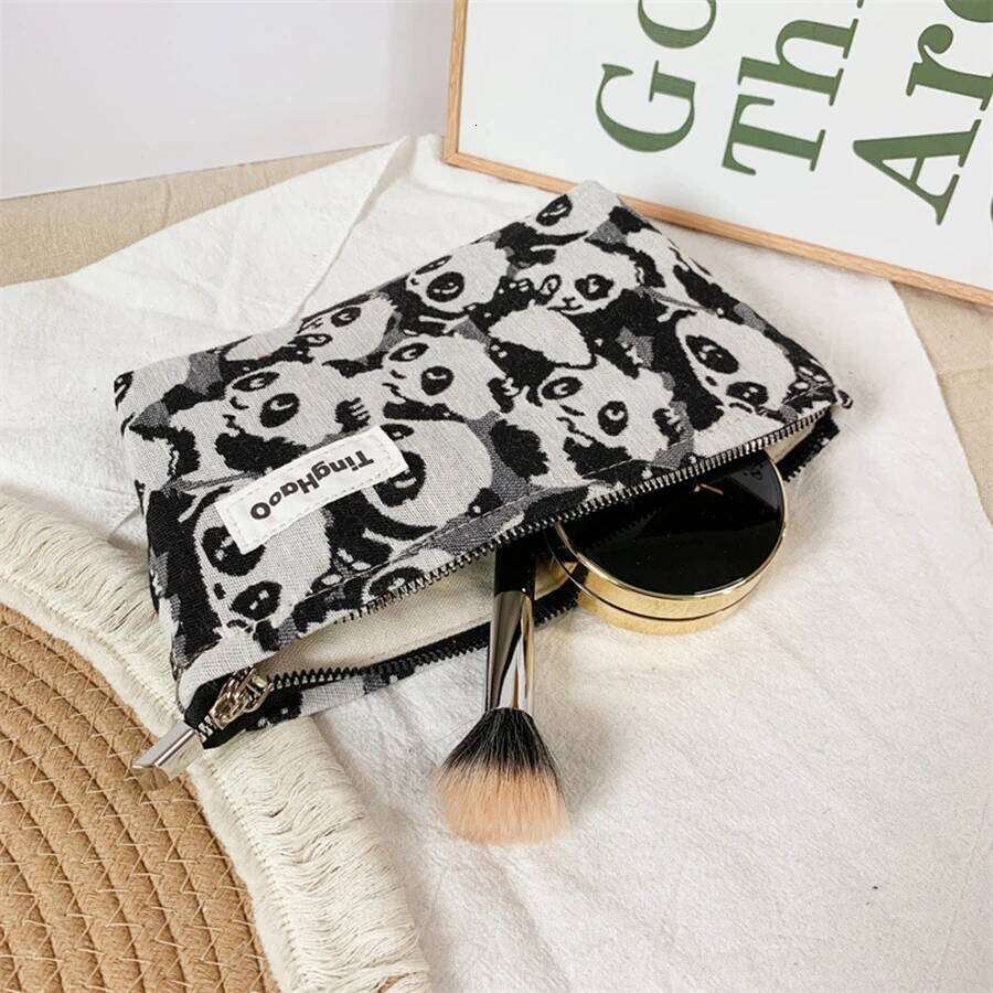 Panda Cosmetic Women's Canvas, Small Cosmetics Storage Portable Travel Amenity Commuter Liner Bag, Coin Purse Y260206