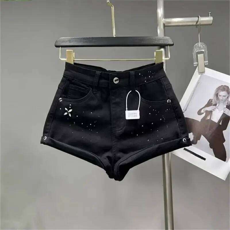 Women's Chic Hot Pant Girl Style Rolled-up Denim Summer Wear Version Low-Waisted Wide-Leg Pants A-line Shorts Jeans C260206