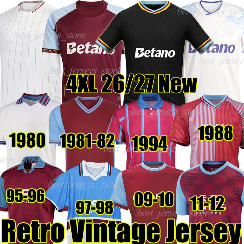 150th Villa Retro Soccer Jerseys 1980 82 88 93 94 95 96 ASTON ELLIOTT ROTTERDAM WATKINS McGINN CASH BUENDIA SANCHO KAMARA 2026/27 men kids kits socks sets Football Shirt