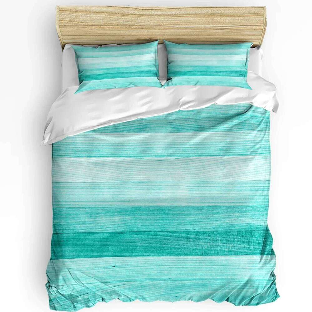 Turquoise Wooden Board Bedding 3pcs Boys Girls Duvet Pillowcase Kids Adult Quilt Cover Double Bed Set Home Textile XJ260206