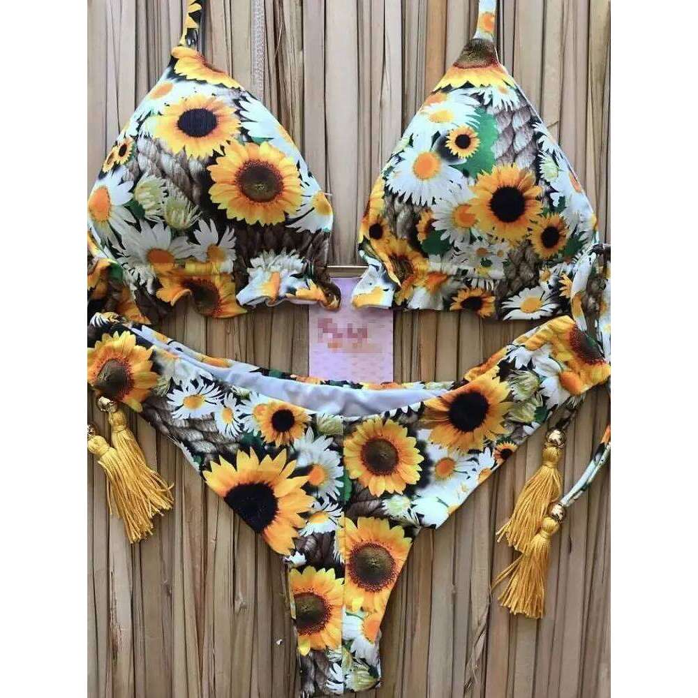 2020 New Bikinis Women Swimsuit Cross Bandage Swimwear Push Up Bikini Set Beach Bathing Suit Brazilian Biquni Print XJ260206