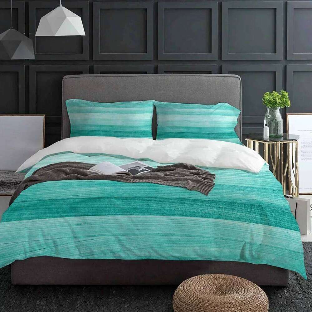 Turquoise Wooden Board Bedding 3pcs Boys Girls Duvet Pillowcase Kids Adult Quilt Cover Double Bed Set Home Textile XJ260206