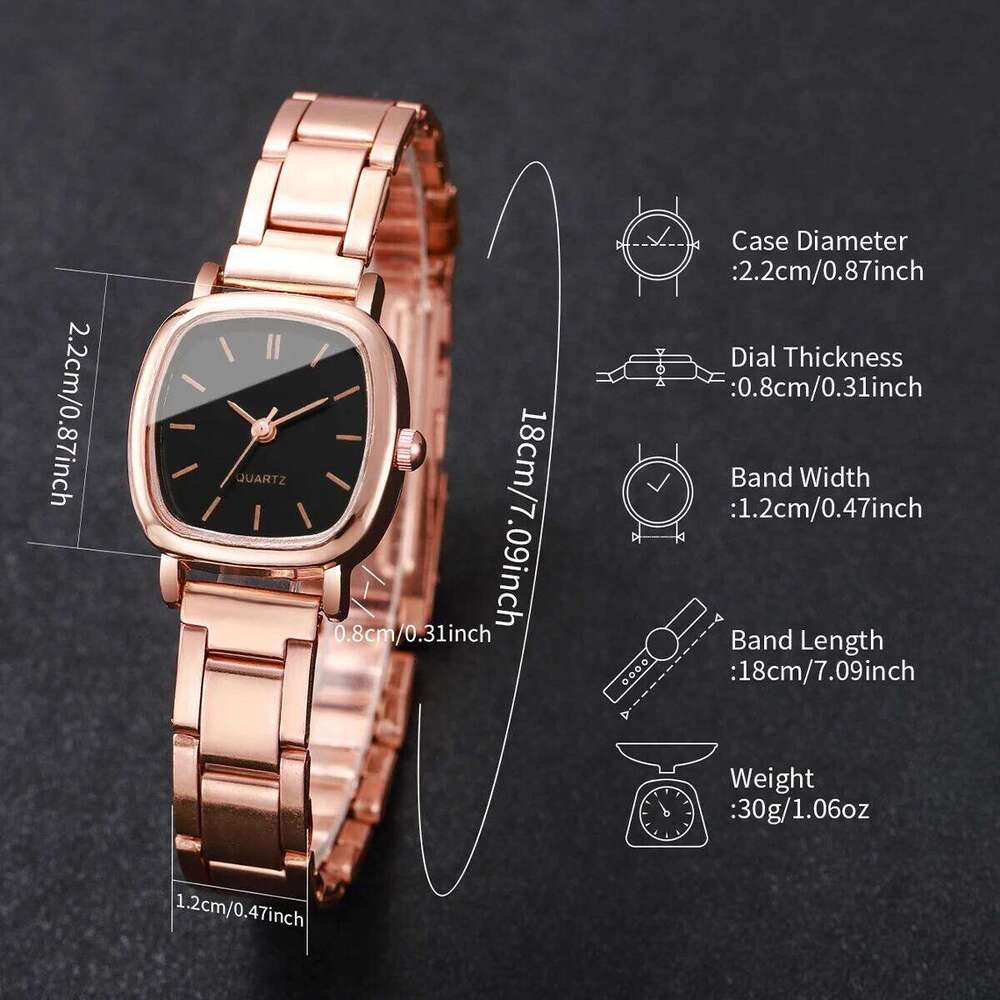2PCS/Set Fashion Square Dial Women Wristwatches Casual Alloy Strap Watch For Ladies Clock Relogio FemininoWithout Box Z260206