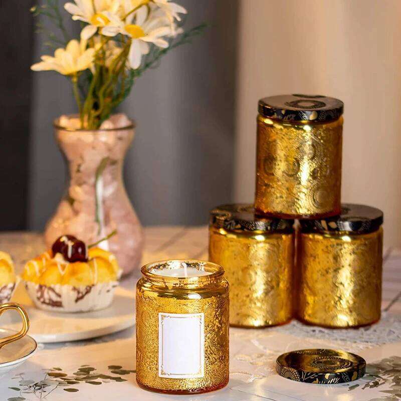 Embossed Aromatherapy Starry Sky candle Cup Glitter Metal Plated Glass Candle Jar Bottle S260205