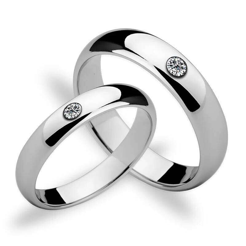 Romantic High Polished Tungsten Wedding Rings Set with CZ Stones for Couples 3.5mm/5mm Width Size 5-12 W260206