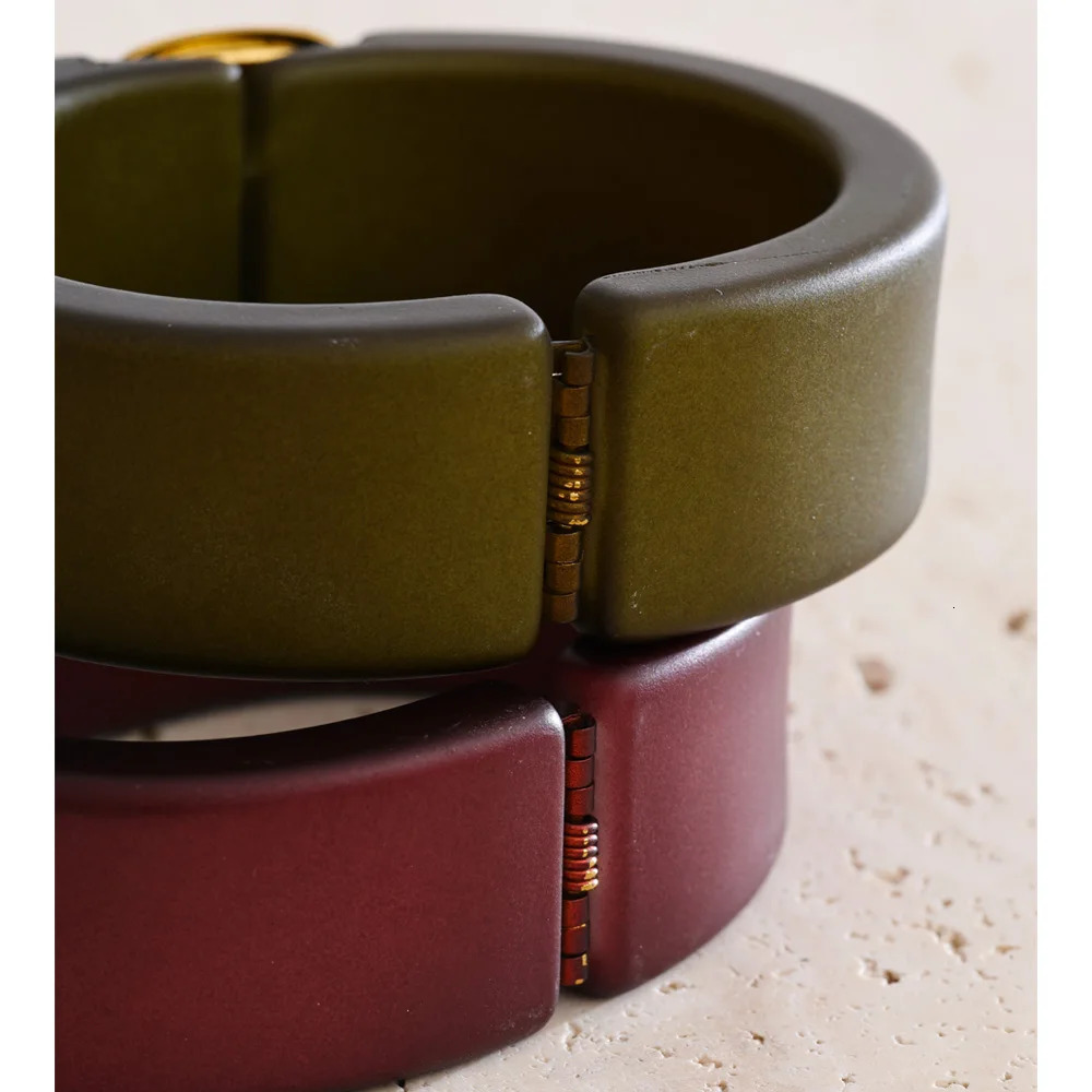 Yhpup 62mm Dark Color Red Green Acrylic Resin Wide Bracelet Bangle for Women Waterproof Retro Statement Wrist Jewelry Accessory 260120