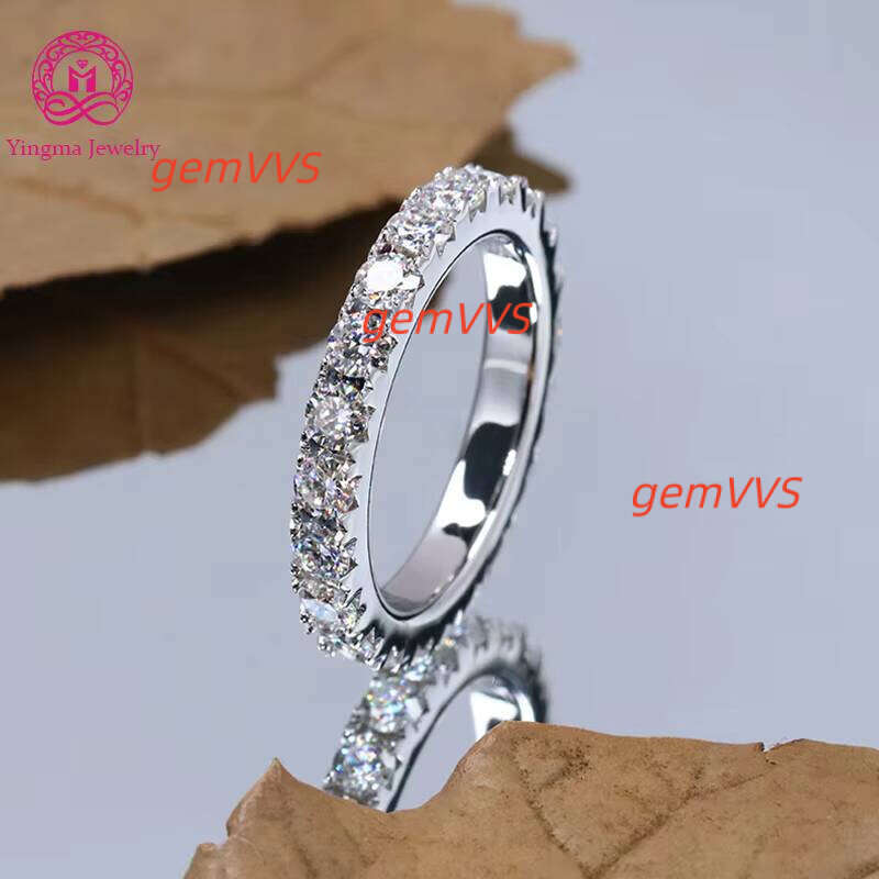 High Quality Jewelry 925 Sterling Silver White D Vvs1 Round Brilliant Cut 3Mm Moissanite Full Eternity Band Ring