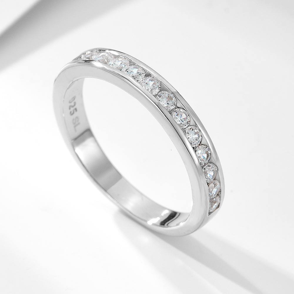 925 sterling silver 2mm zircon ring women, style, simple and fashionable, versatile for everyday wear, single row diamond ring, hand jewelry
