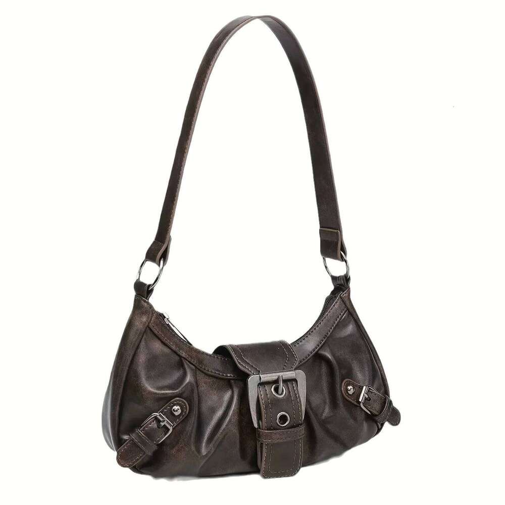 Y2K Handbag Women's Stylish Fold Leather Shoulder Armpit Bag, Chic Retro Handbags Purse, Temperament Woman Tote Bag Y260205