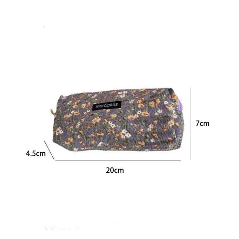Korean Makeup Organizer Floral Cosmetic Pouch Female Corduroy Fabric Zipper Toiletry Bag Necesserie Pen Storage Beauty Case Y260206