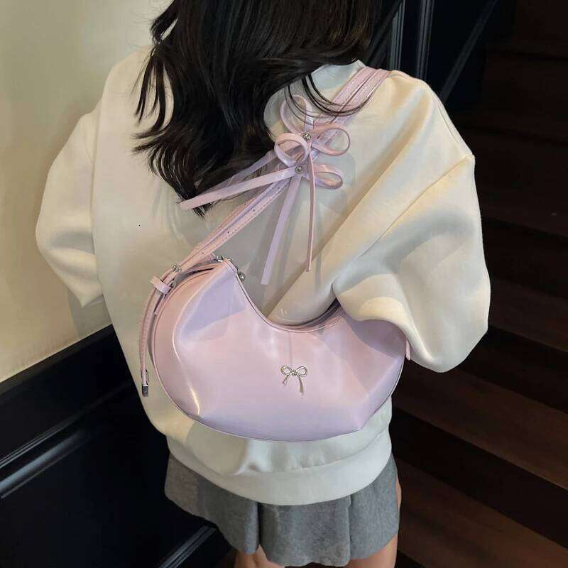 Purple Handbag Fashion Underarm For Women Trend Hobo Shoulder Black Silver Dumpling Sac A Main Bow Armpit Bag Red Y260205