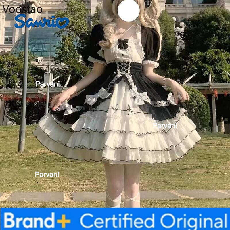 Sanrio Victorian Vintage Lolita Dress Women Gothic Y2k Puff Short Sleeve Laminated Flounces Mini Dresses Bow Ruffles Princess Vestidos H2602061 - view 6