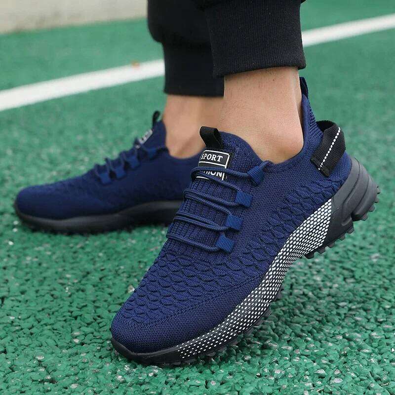 Men's Solid Lace-Up Casual Breathable Lightweight Sneakers Outdoor Mesh Running Shoe Athletic Jogging Tennis Walking Shoes