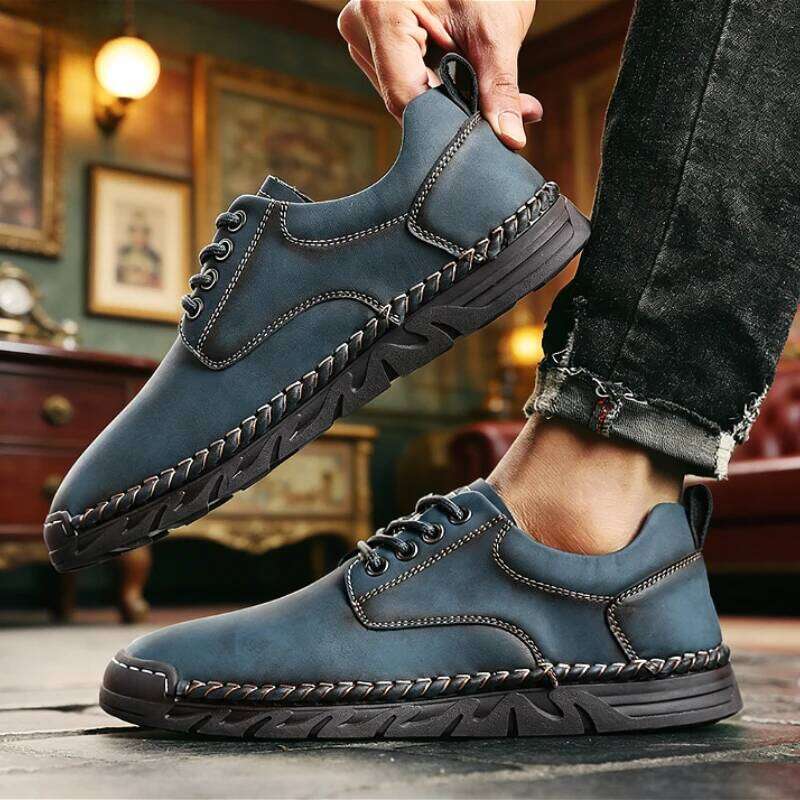 Classic Vintage Low-top Durable Lightweight Handmade Men's Casual Business Shoes for Jeans Pants All-match Footwear