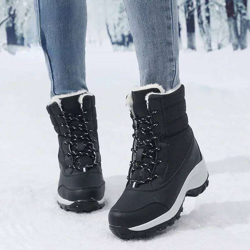 for Women Platform Outdoor Snow Non-slip Winter Walking Shoes Fur Warm Ankle Wedge Waterproof Thigh High Boots