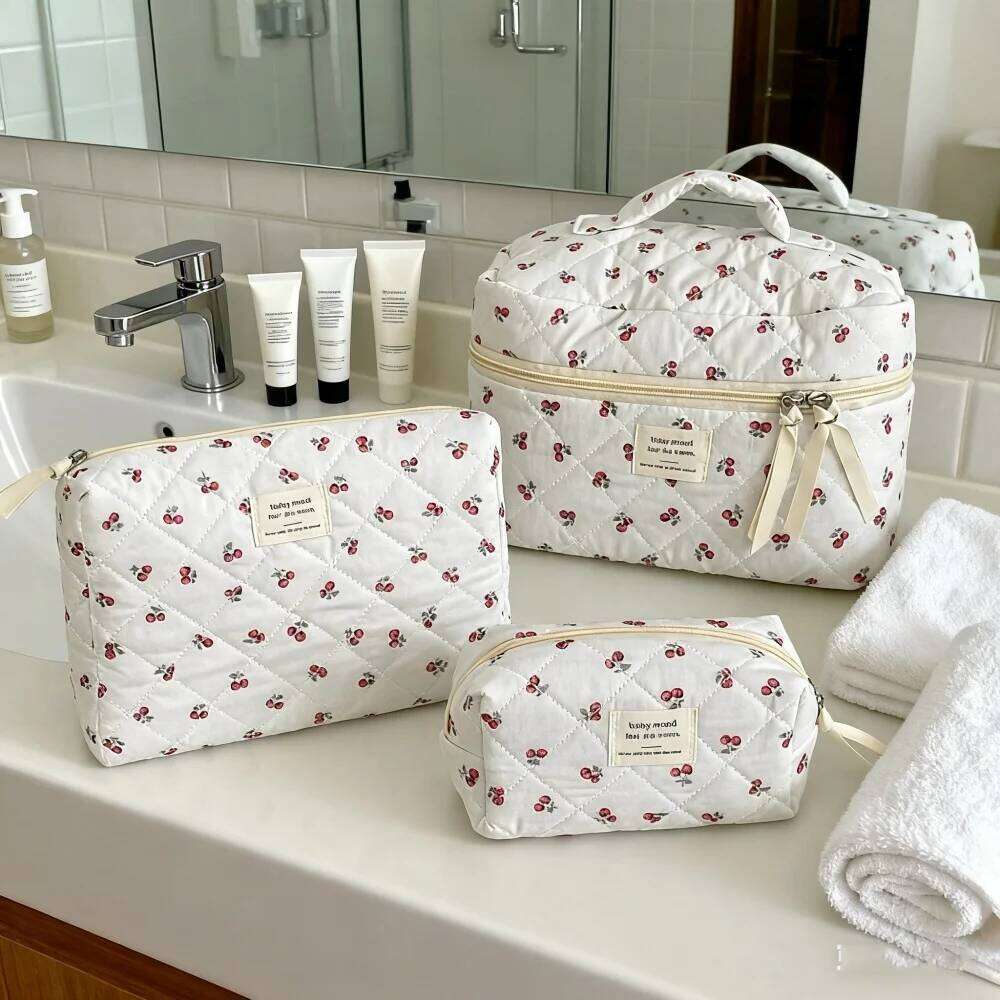 and Cosmetics Organizer Women's Necessaire Gifts for Women Cherry Makeup Cosmetic Cute Large Capacity Pouch Y260206