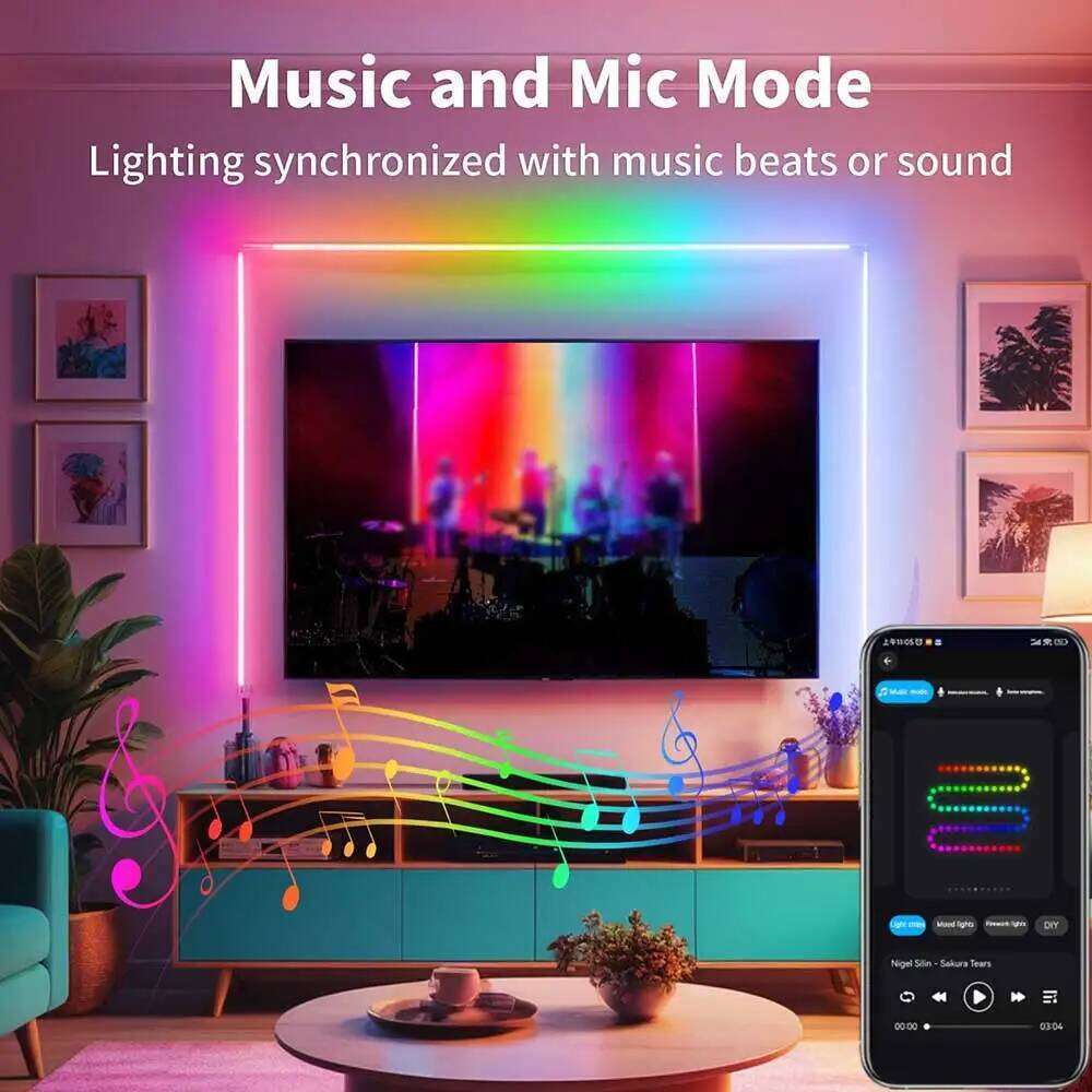 5V Lights RGBIC Neon Strip Light Bluetooth 1M 2M 3M 5M Waterproof Flex Ribbon Led Tape for Room Wall Decor Z260206