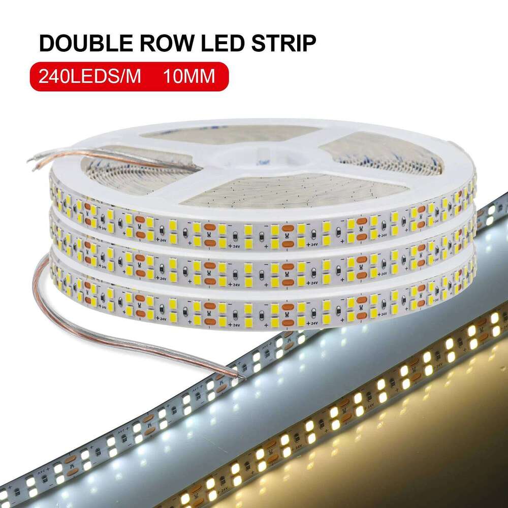 DC 24V Led Strip Light 2835 5m 10m LED Tape Double Row 240Leds/m Flexible Ribbon Rope Lamp for Kitchen Home Decor Lighting Z260206