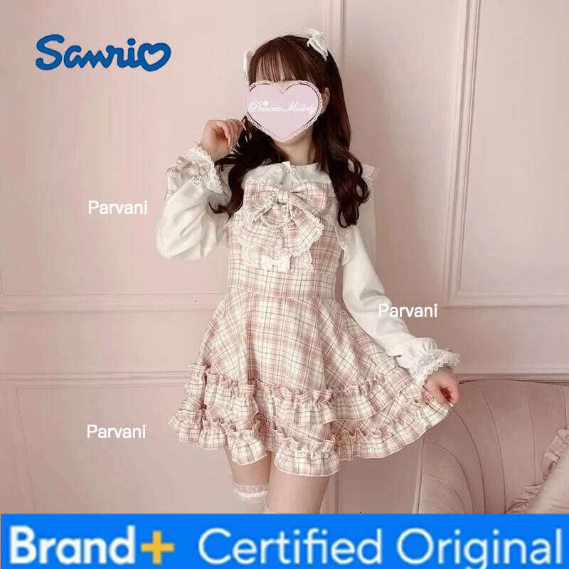 Sanrio Japanese Sweet and Cute Style Lace Bow Plaid Suspender Dress Summer New High-waisted Slim-fitting Sleeveless Short Dresses H260206 - view 4