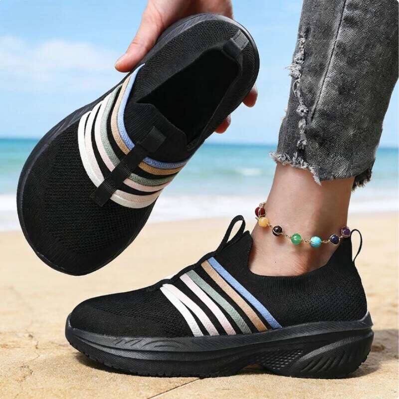 New Wide Toe Rose Red for Women Comfortable One-Step on Casual Sneakers Delicate Rainbow Pink Soft Sole Travel Shoes