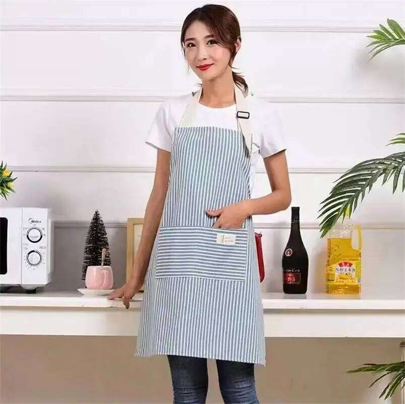 Cotto Linen Striped With Thin Cotton Fabric Waistband For Stain Oil Resistance Coffee Overalls Apron Kitchen Accessories S260205
