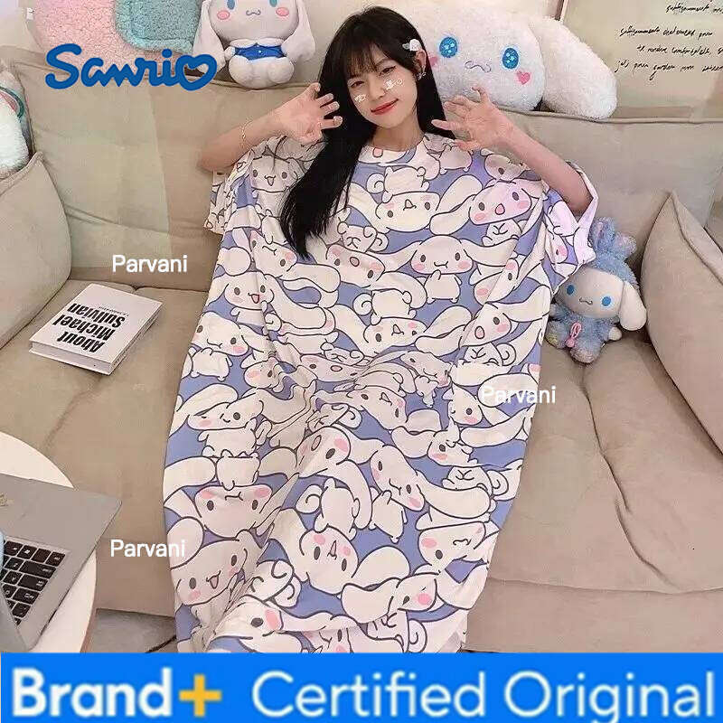 Sanrio s Kawaii Nightgown Hello Kittys Summer Pajamas Sweet Fashion Loose Comfortable Home Clothes Breathable Birthday Present H2602061 - view 3