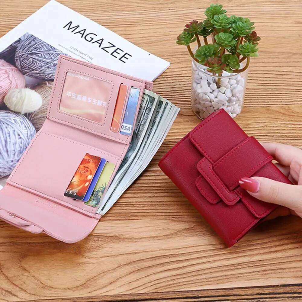 Thin Pouch Clutch Money Bag Coin PU Leather Women Wallets Short Hasp Fold-over Purses Y260206