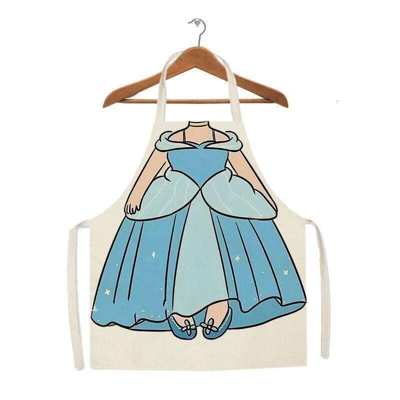 Kitchen cooking baking sleeveless modern simple personalized princess pattern home cleaning linen apron S260205